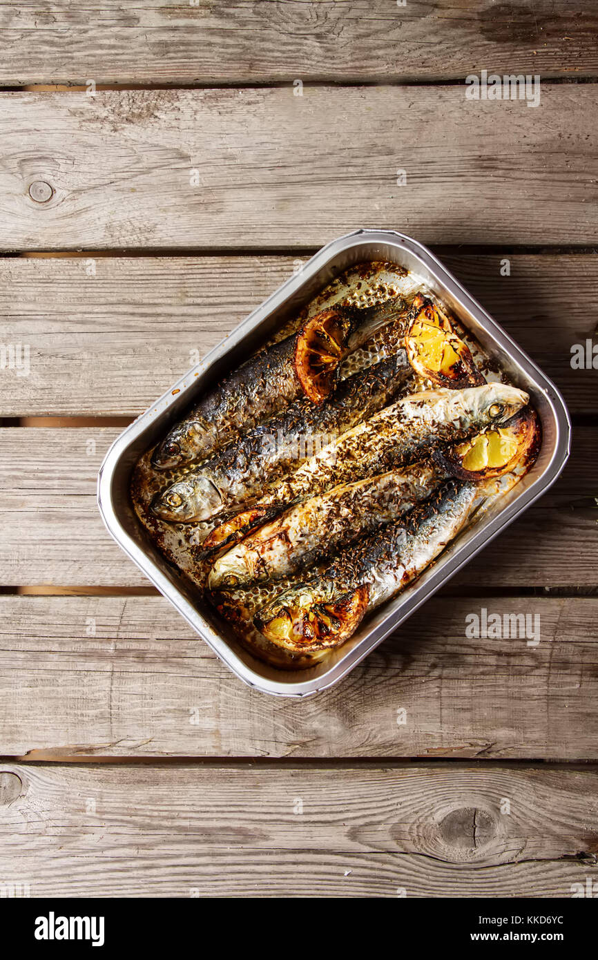 Cornish sardines. For grill and BBG. Dark background Stock Photo Alamy
