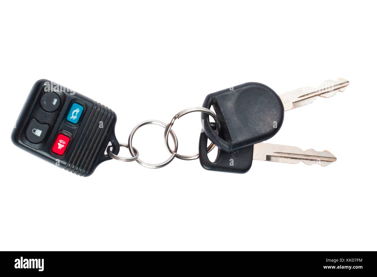 detailed shot of car keys with push buttons Stock Photo