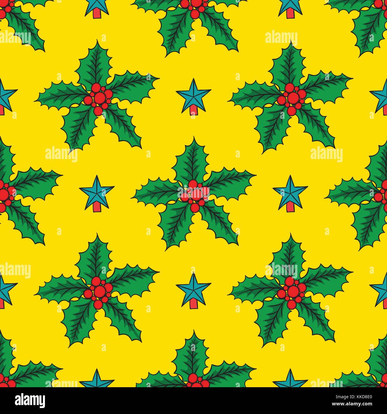 Seamless background with Christmas holly. Vector illustration Stock ...