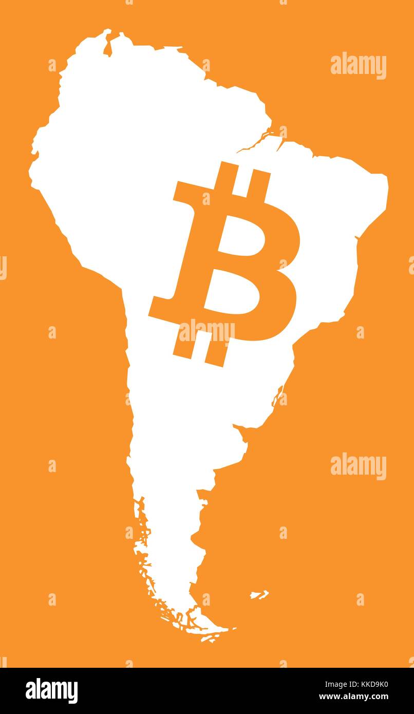 South American continent map with bitcoin crypto currency symbol  illustration Stock Vector Image & Art - Alamy