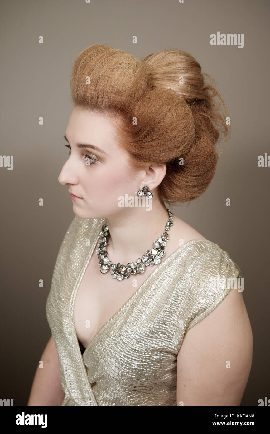 Head and shoulders of a girl with hairstyle Stock Photo - Alamy