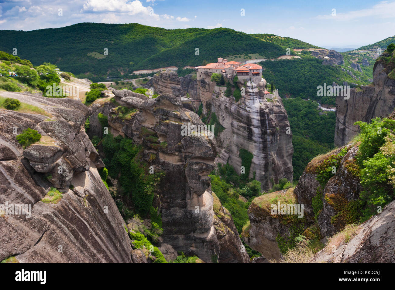 View at Meteora Rocks with The Holy Monastery of Great Meteoron Stock ...