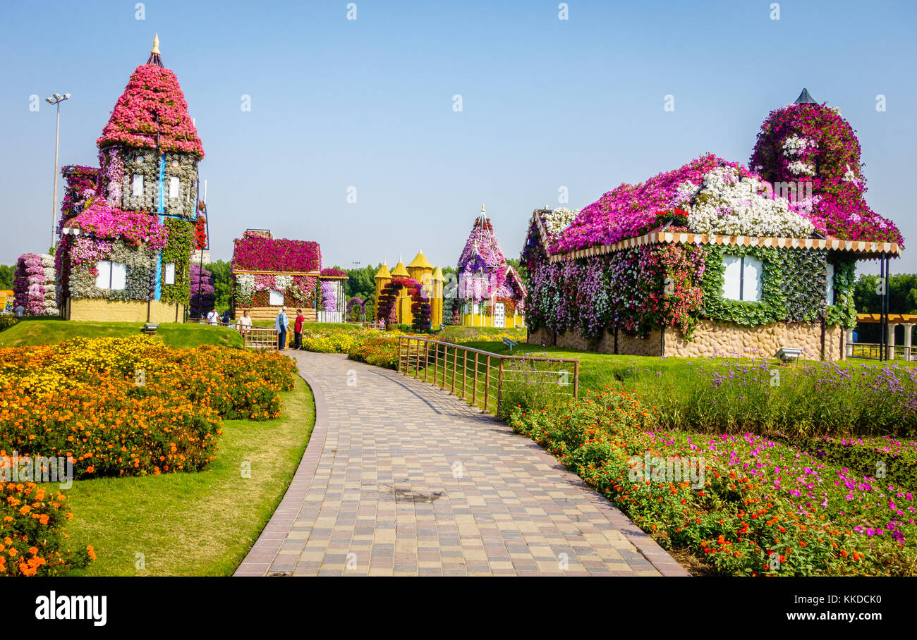 Dubai, UAE, January 22, 2016: Miracle Garden is one of the main tourist attractions in Dubai, UAE Stock Photo