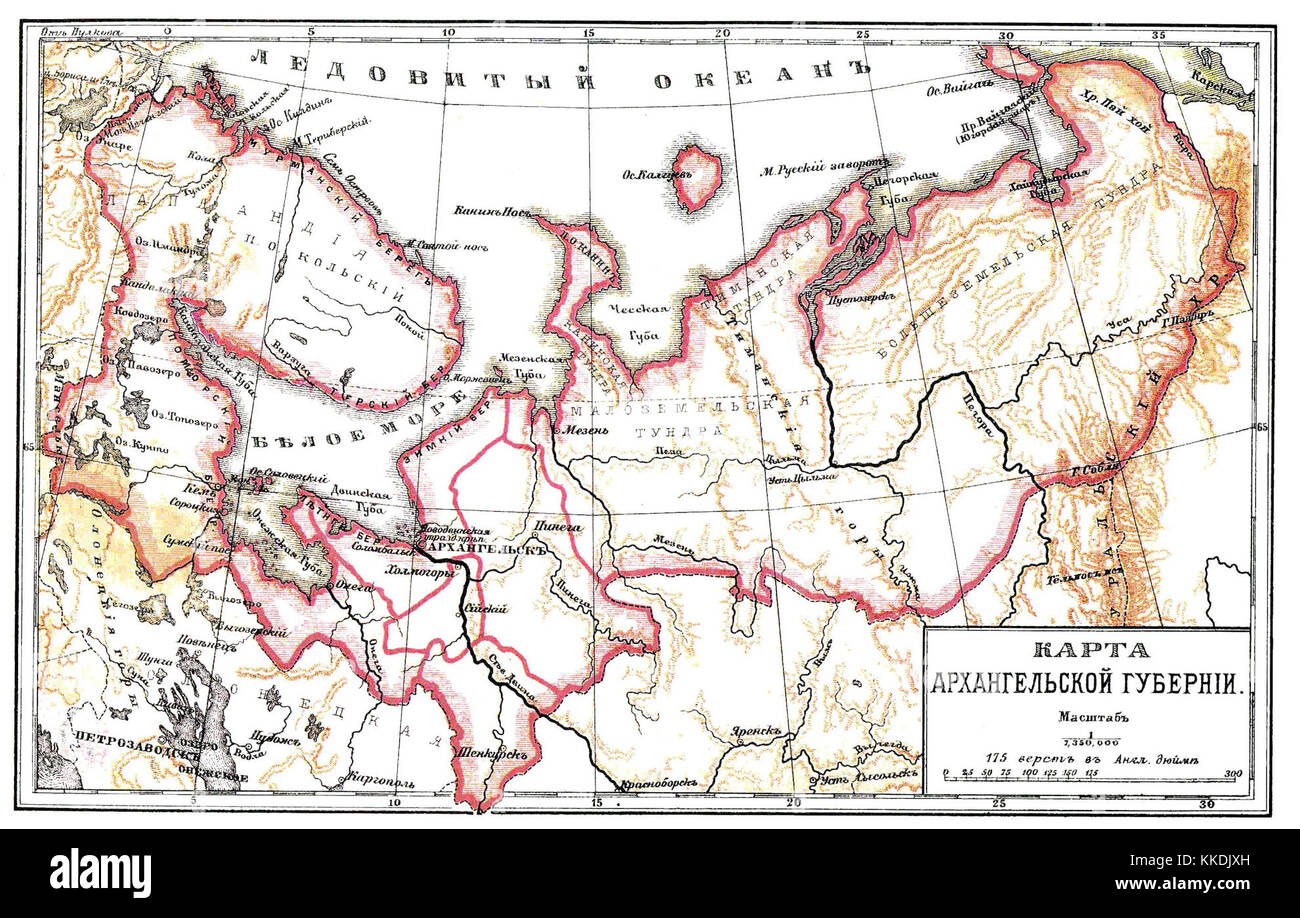 Map Arkhangelsk Governorate Stock Photo Alamy