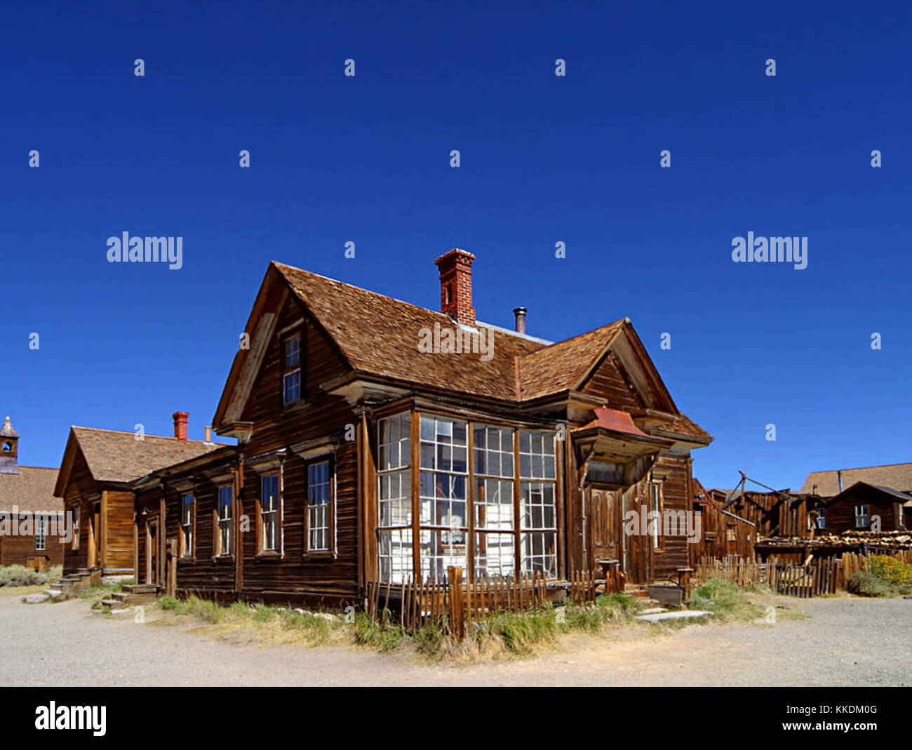 Bodie Ghost Town, a well-preserved California mining town, offers a glimpse into 19th-century American life. The town, now a state historic park, preserves its buildings, artifacts, and mining equipment, reflecting the harsh conditions of the Gold Rush era and the boom-and-bust nature of mining towns. Stock Photo