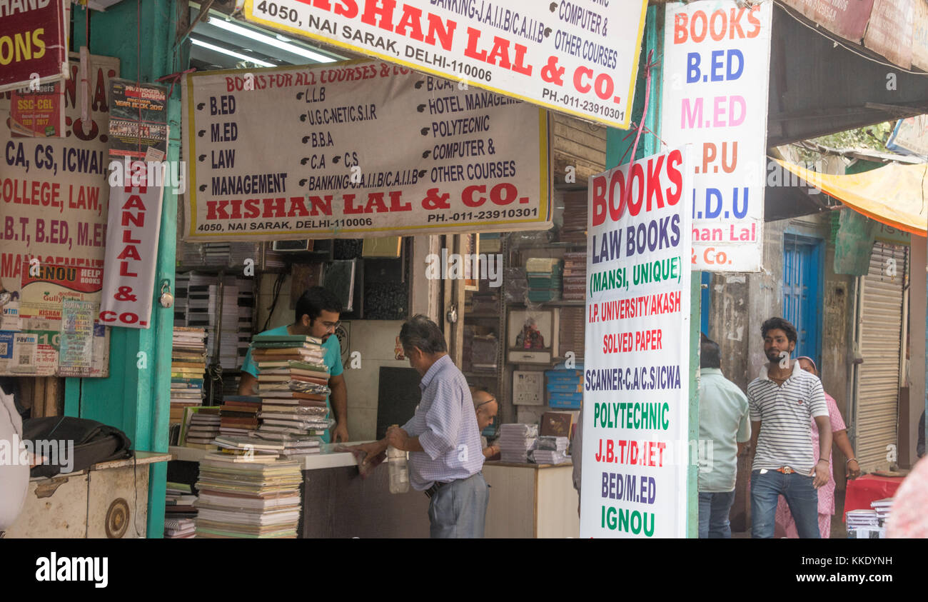 School text books on sale in Chandni Chowk, Old Delhi, India Stock