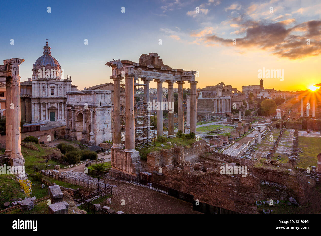Rome And Roman Forum In Autumn Fall On A Sunrise With Beautiful 