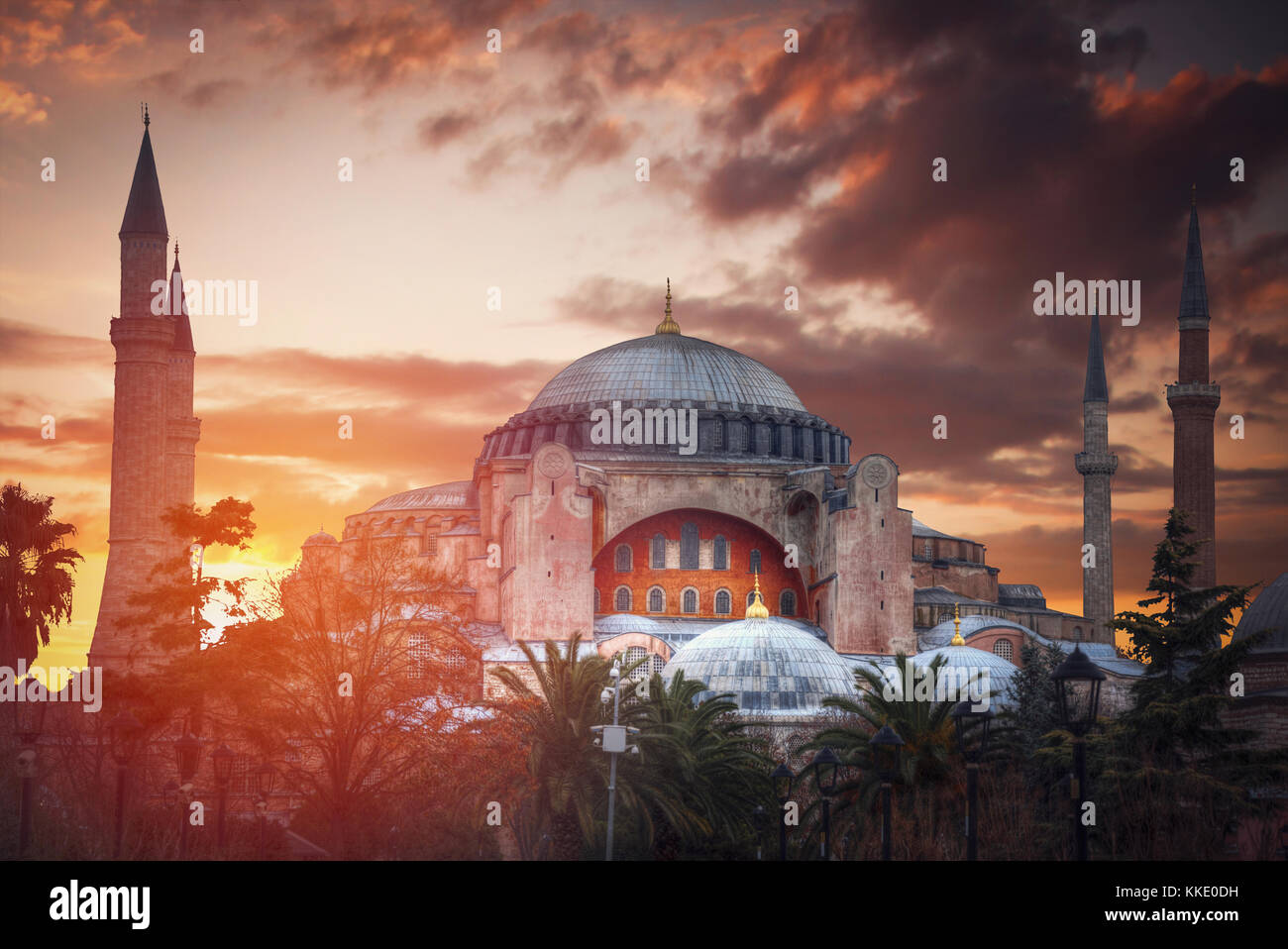 Hagia Sophia (Ayasofya) museum view from the Sultan Ahmet Park in ...