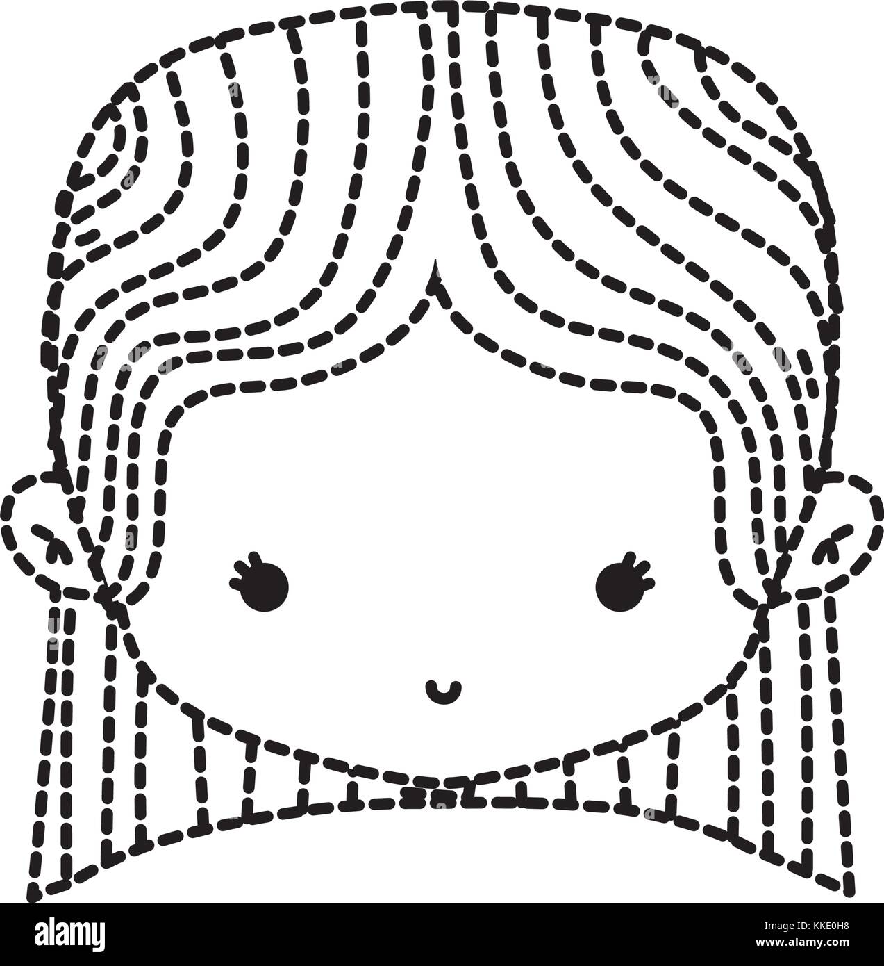 dotted shape girl head with straight hair design Stock Vector