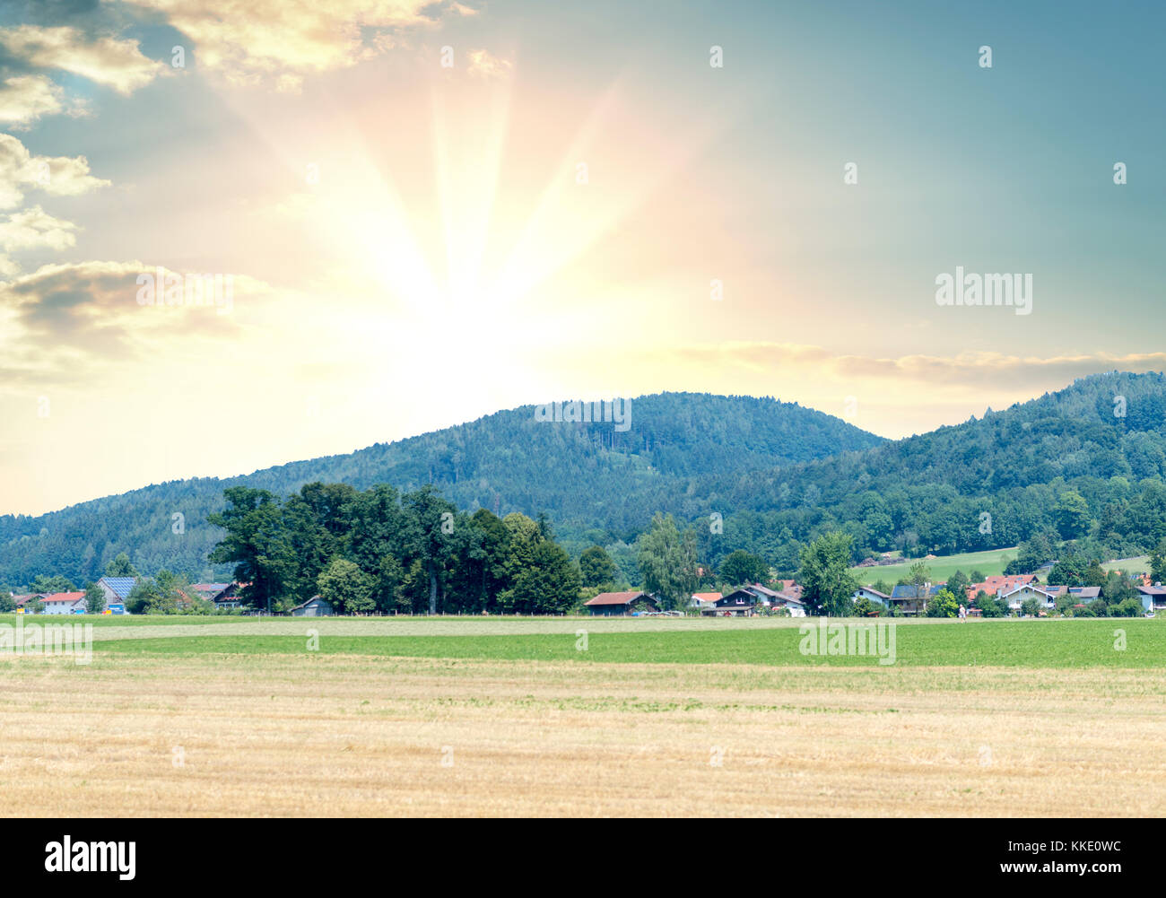 Beautiful dramatic sunset in the mountains Stock Photo - Alamy