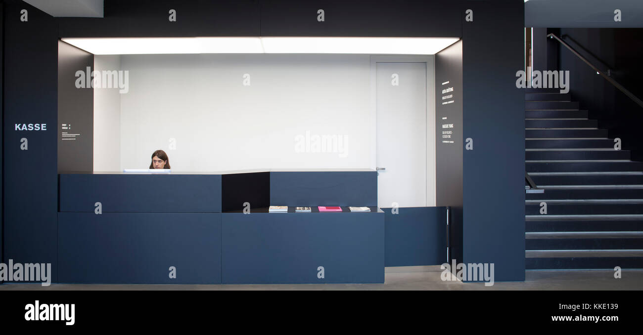 Information desk of the main entrance to the Power House. Kindl Centre For Contemporary Art, Berlin, Germany. Architect: grisard'architektur eth sia, Stock Photo