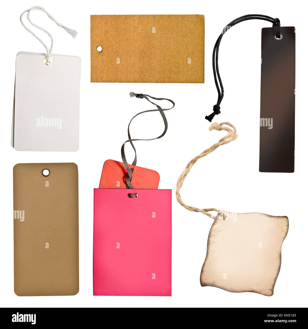 String Proce Tags Blank tag tied with string. Price tag, gift tag, sale tag, address ...