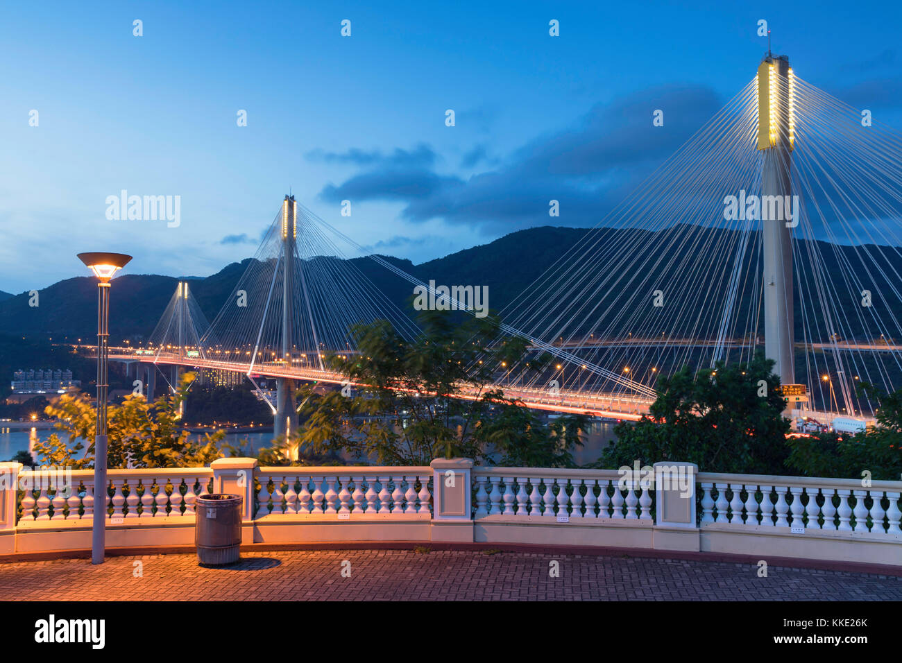 Ting Kau Bridge At Dusk Tsing Yi Hong Kong China Stock Photo Alamy