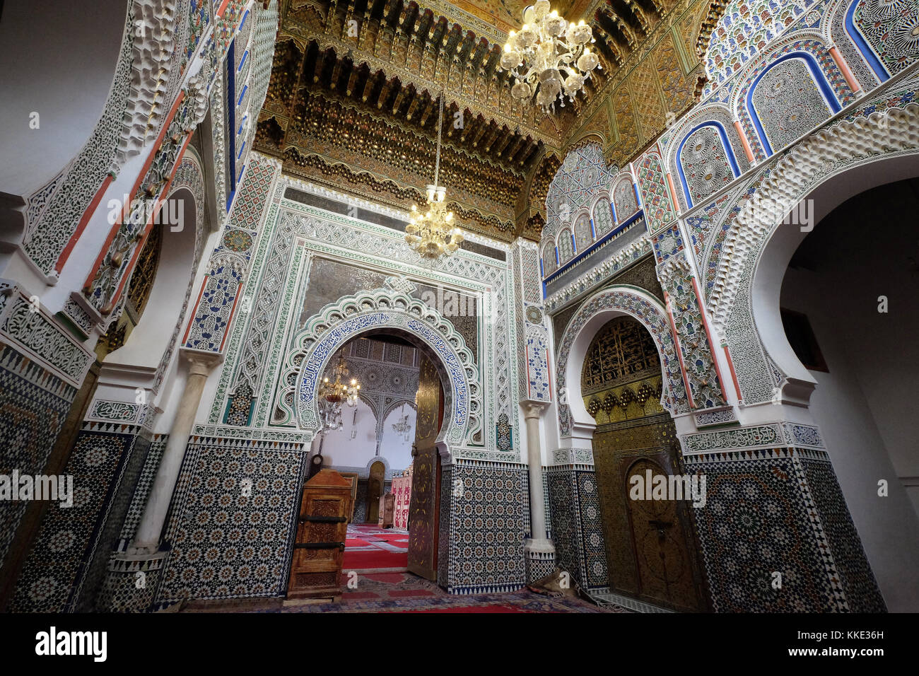 Sanctuary of Zaouia Moulay Idriss II in Fes el Bali Old Fes in the capital city of Fez Morocco Stock Photo