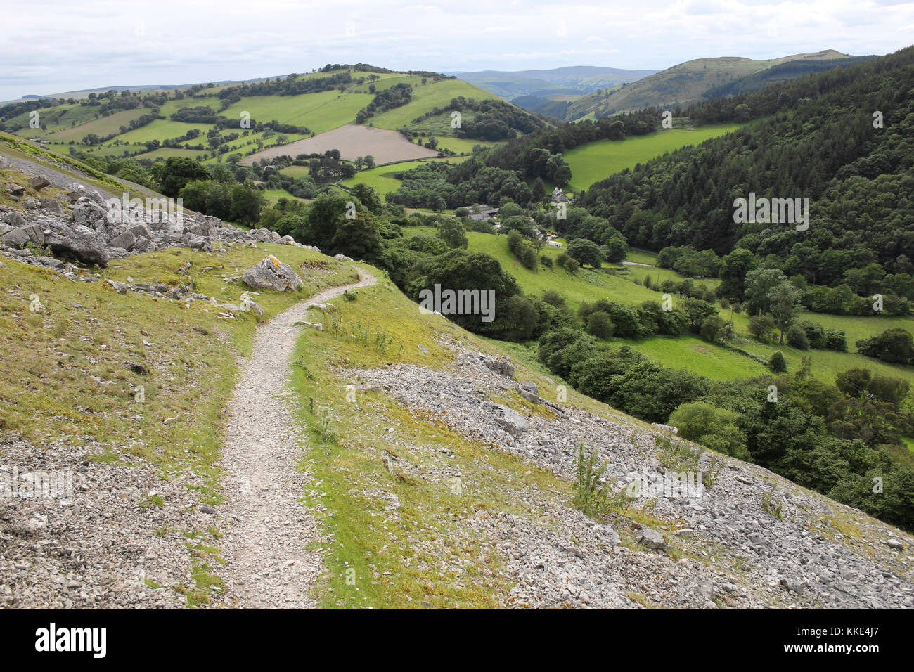 Offas Dyke long-distance Footpath above Llangollen, Wales Stock Photo