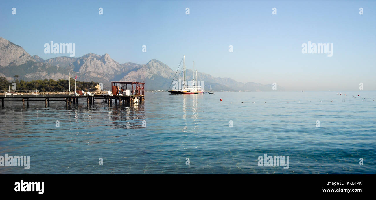 Kemer Antalia nice view of the sea. Beach Kemer Antalia with sand and ...
