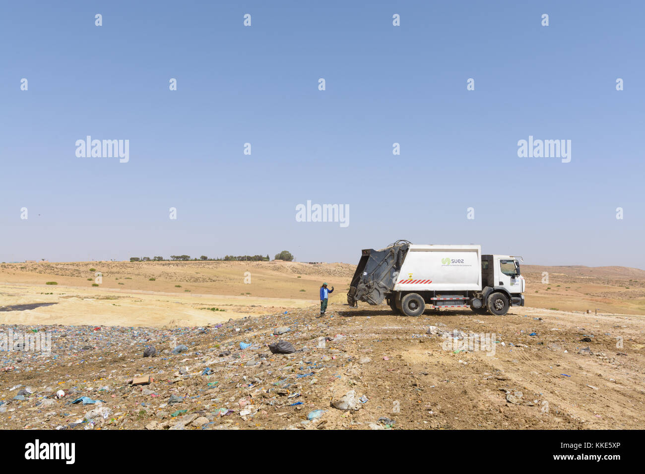 Truck dumping domestic garbage on a landfill site Stock Photo Alamy