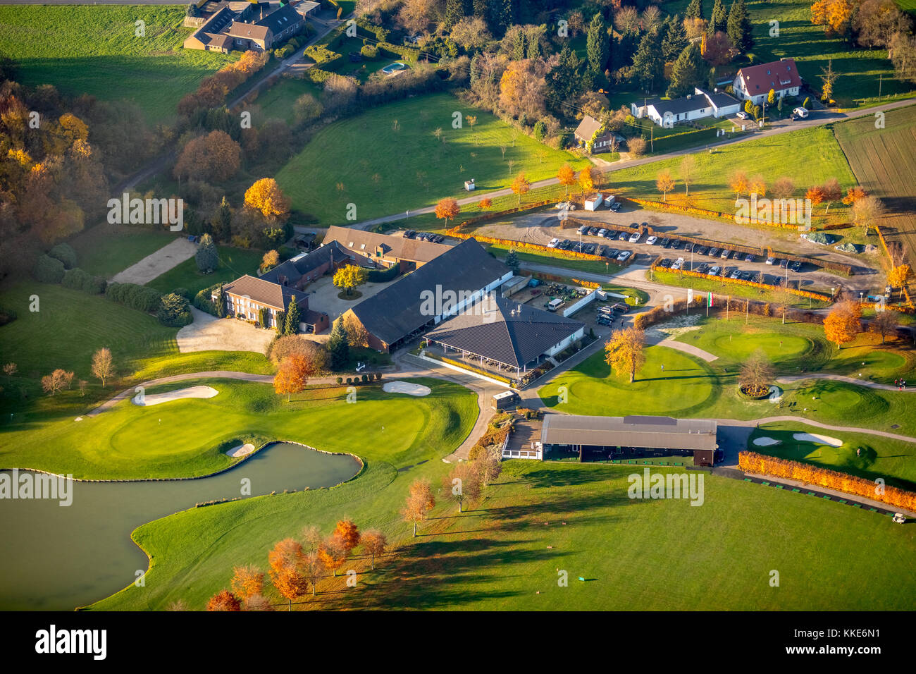 Golf Club Am Kloster-Kamp eV, Golf Course Am Kloster Kamp, GOBA Kamp-Lintfort GmbH, Greens, bunkers, hedges,, Kamp-Lintfort, Ruhr area, Lower Rhine, N Stock Photo