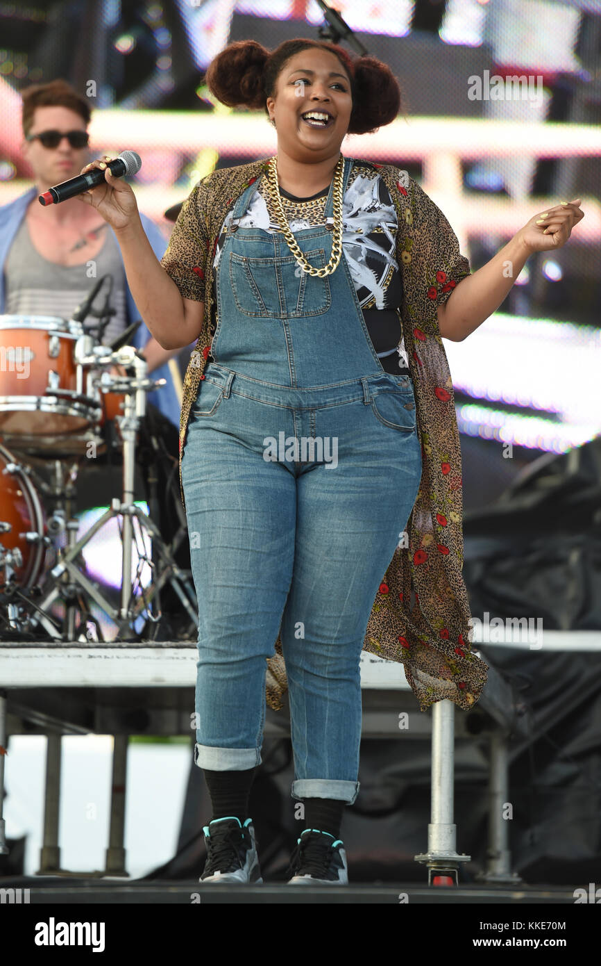 WEST PALM BEACH - APRIL 29: Lizzo performs during Day 1 of Sunfest on April 29, 2015 in West Palm Beach, Florida   People:  Lizzo Stock Photo