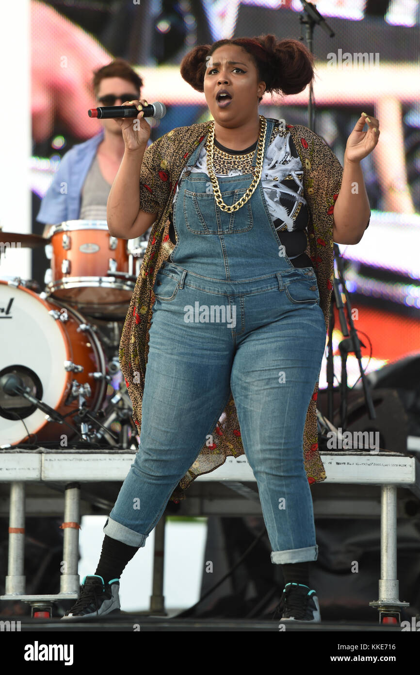WEST PALM BEACH - APRIL 29: Lizzo performs during Day 1 of Sunfest on April 29, 2015 in West Palm Beach, Florida   People:  Lizzo Stock Photo
