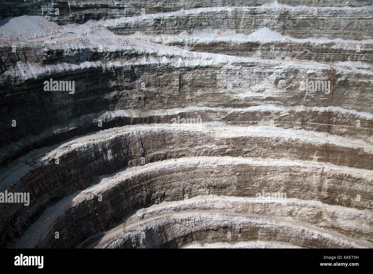 View to the wall of diamond open mine Stock Photo