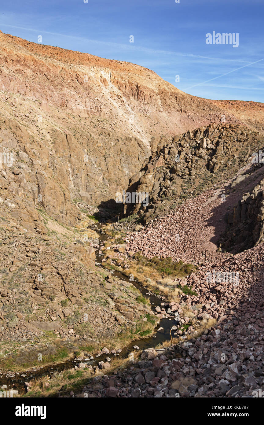 vertical image of the lower Owens River Gorge in Eastern California Stock Photo