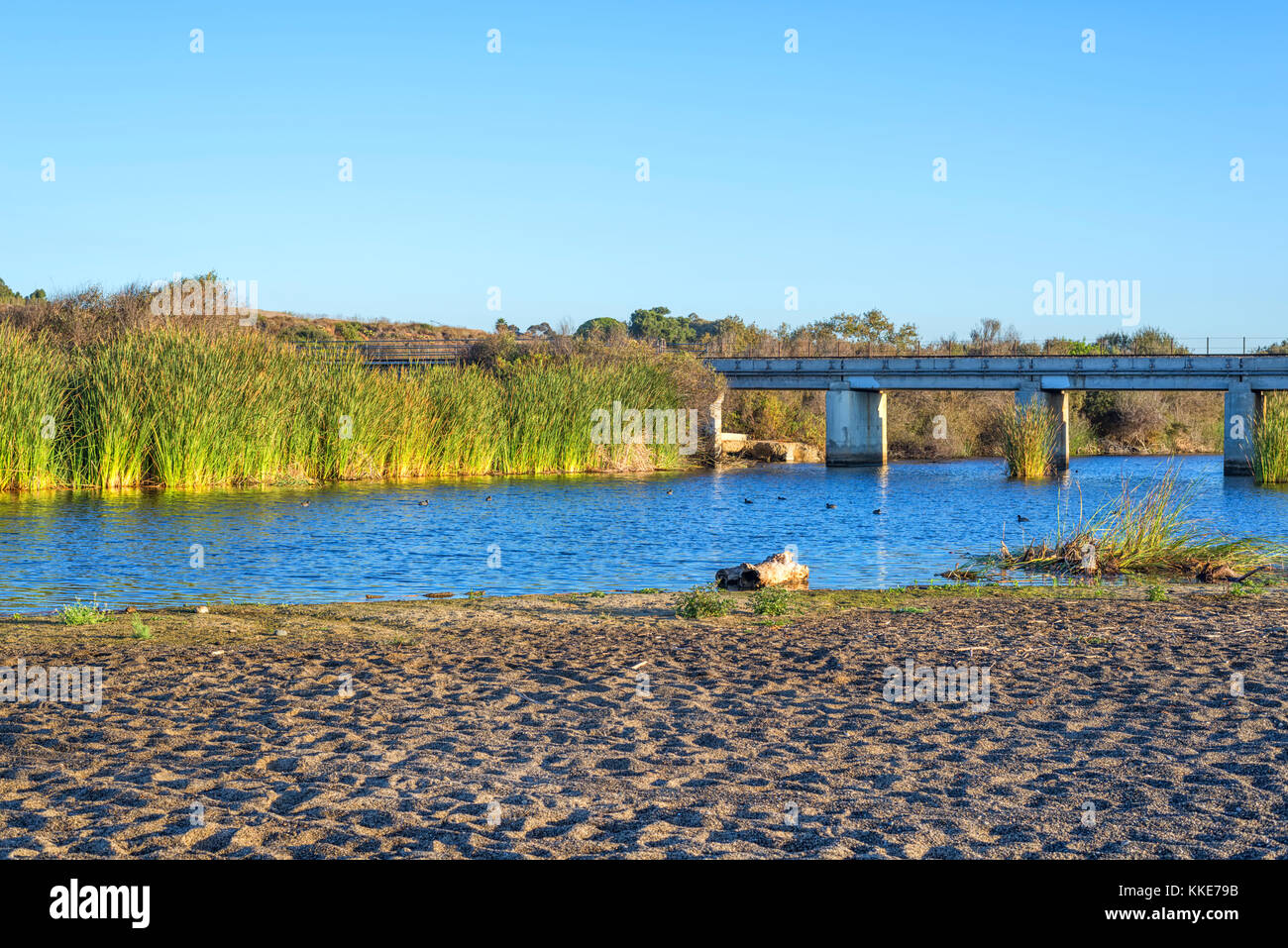 River and train tracks at San Onofre State Beach. San Clemente, California. Stock Photo