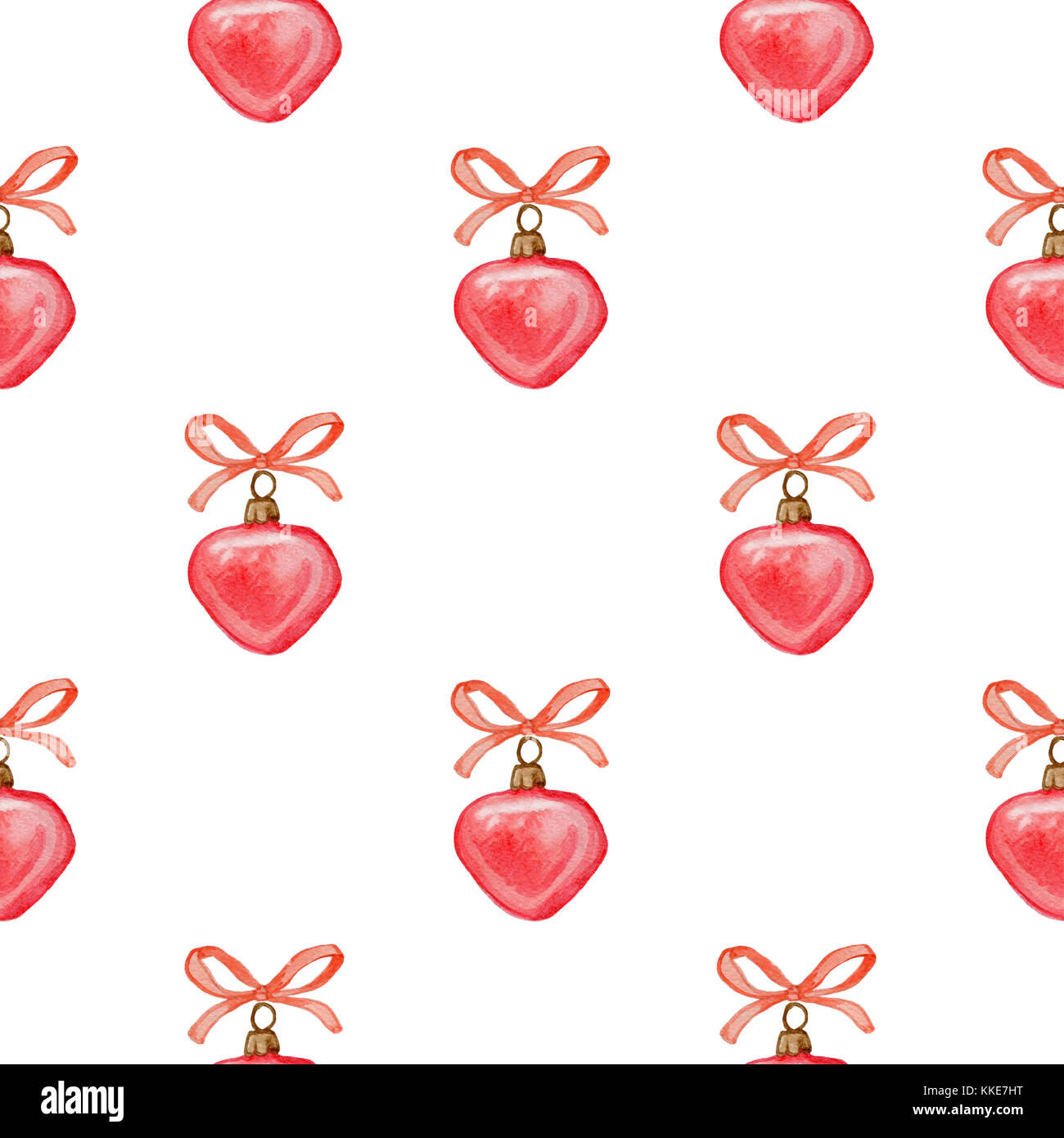 Decorative hand drawn watercolor Christmas seamless pattern with red ...