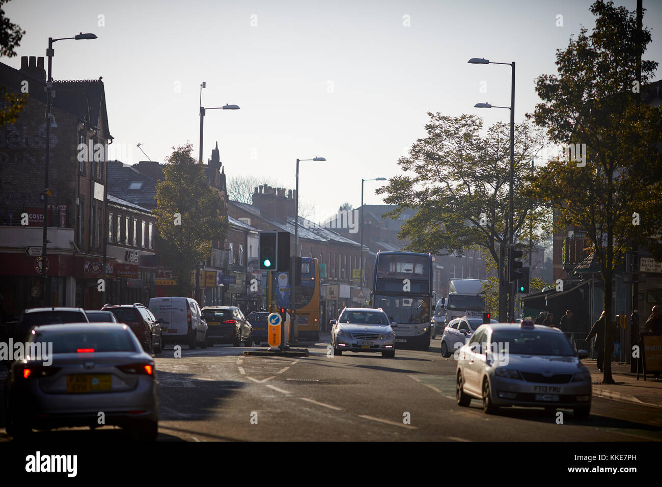 Didsbury Villag, Wilmslow Road in South Manchester Stock Photo