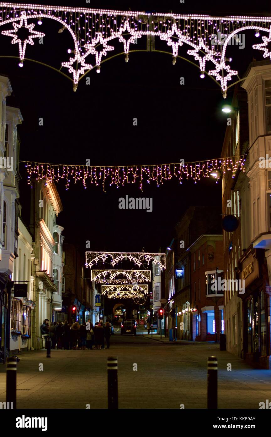 Christmas lights in high street hires stock photography and images Alamy