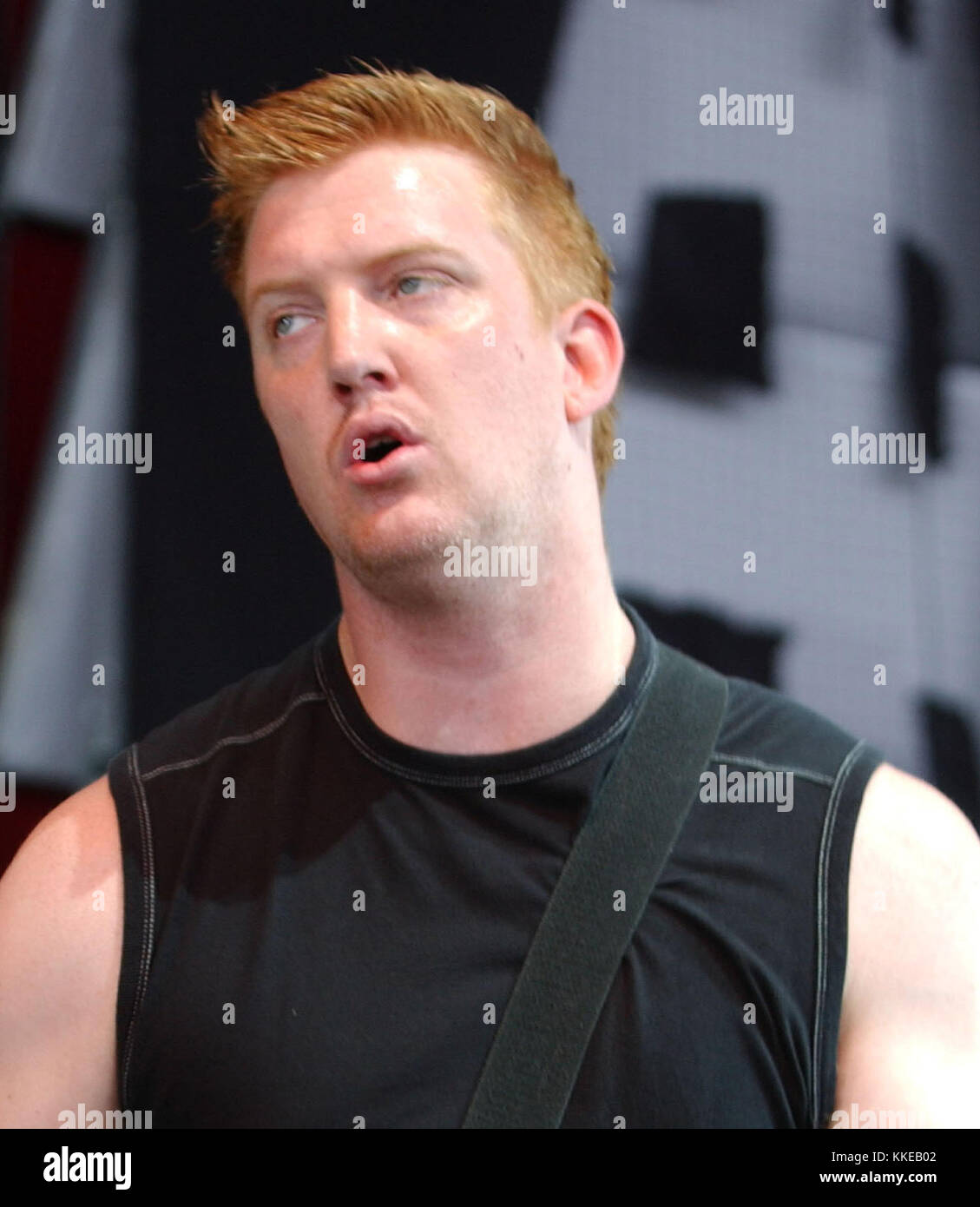 WEST PALM BEACH, FL - AUGUST 08: Josh Homme of Eagles Of Death Metal perform at the Sound Advice Amphitheater on August 8, 2003 in West Palm Beach Florida.   People:  Josh Homme Stock Photo