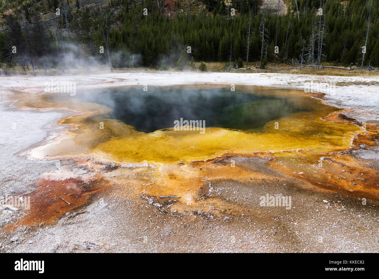 Emerald Pool Thermal Feature in Black Sand Geyser Basin, Yellowstone National Park Stock Photo