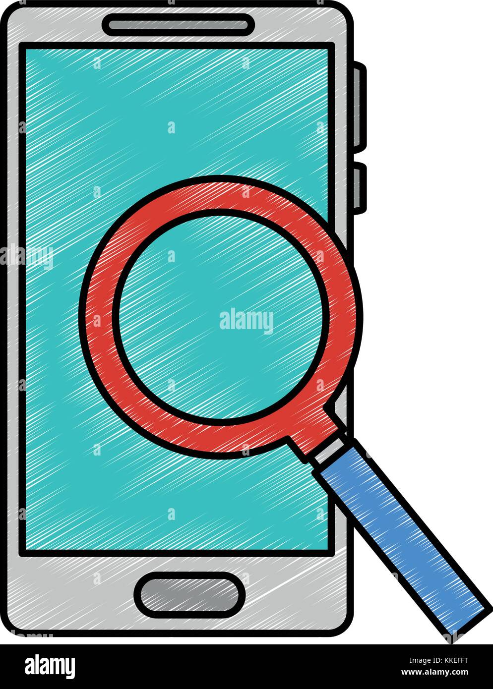 smartphone device with magnifying glass vector illustration Stock ...