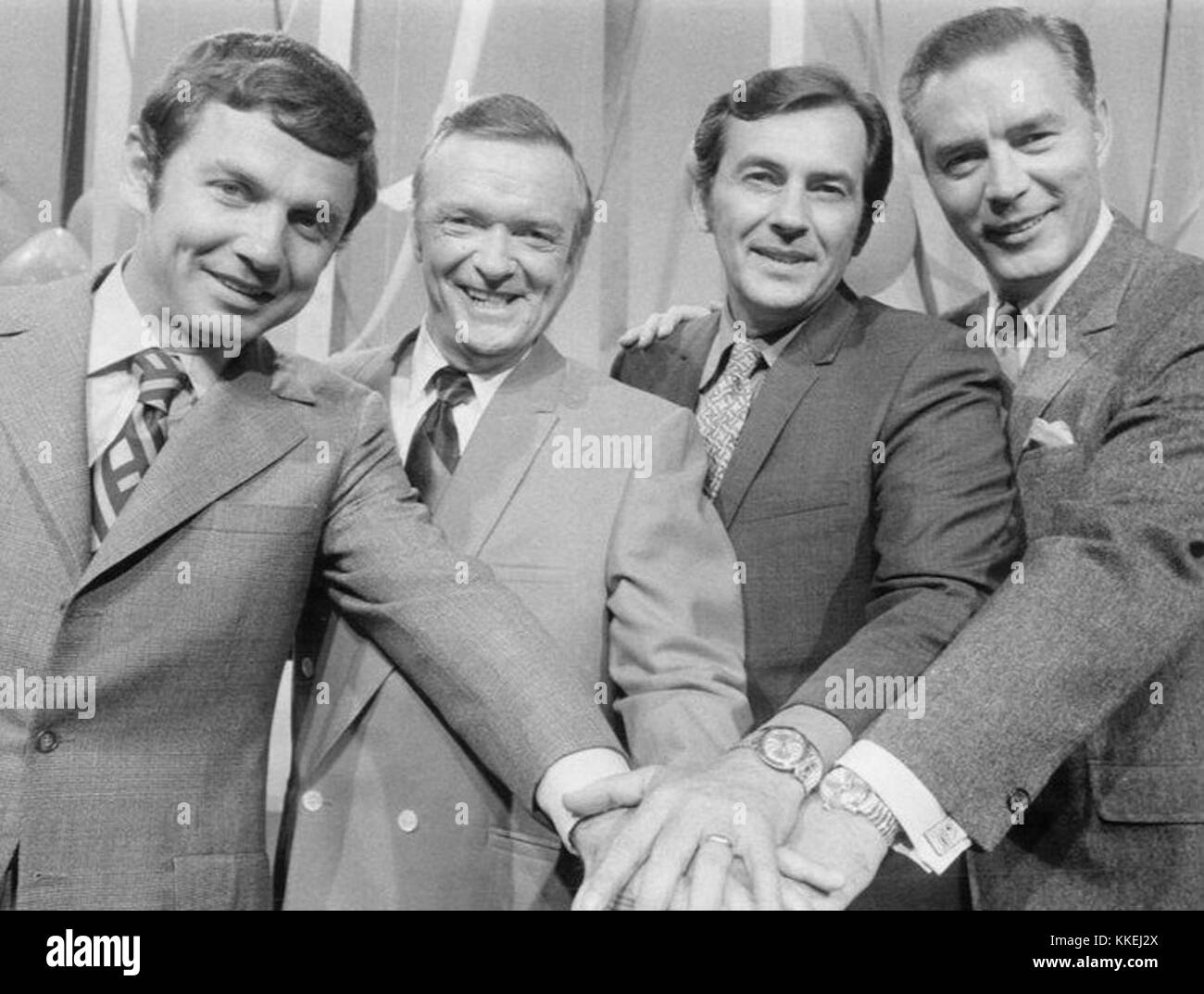 Art James Bob Clayton Jack Kelly Art Fleming NBC game show hosts 1970 Stock Photo Alamy