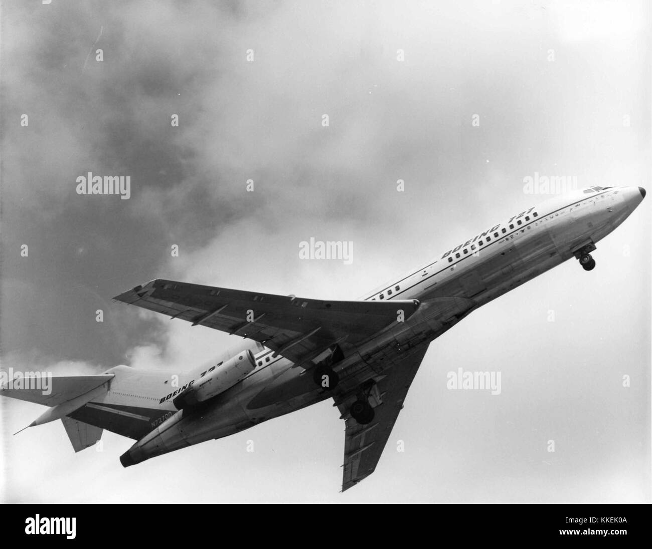 Boeing 727 N72700, a 1963 Boeing 727-22 trijet airliner, was delivered to Boeing Company in May 1975. After its commercial service, it was re-registered as N1784B. The aircraft was eventually scrapped, with its last known status recorded as 'Scr'. Stock Photo