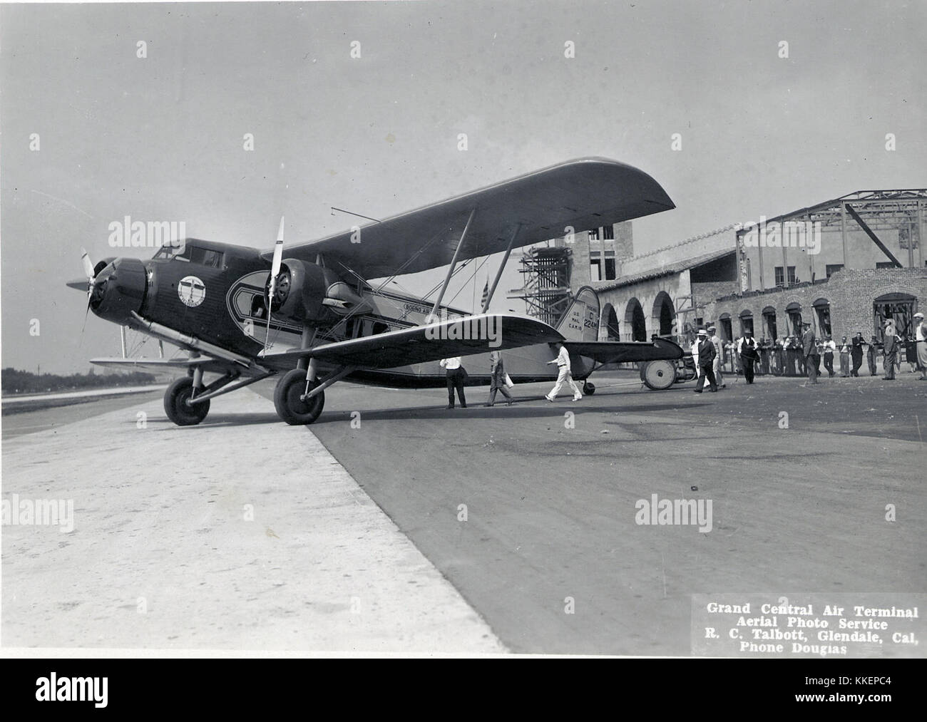 Museum of Flight Boeing 80A Passenger Transport United Air Lines C244M At Grand Central Air Terminal Burbank California BAT Boeing Air Transport Note NACA Cowls TMOF Boeing Model 80A-1 Grand Central Stock Photo