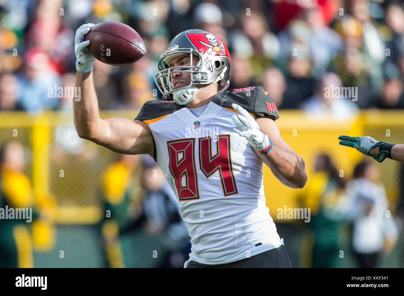 Tampa Bay Buccaneers #84 tight end Cameron Brate speaks during the