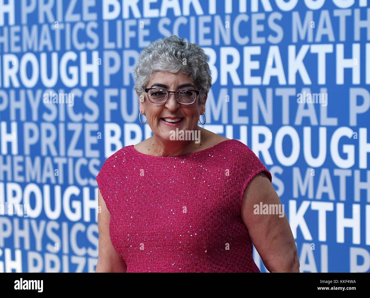 (171204) -- SAN FRANCISCO, Dec. 4, 2017 (Xinhua) -- Joanne Chory from the Salk Institute for Biological Studies and Howard Hughes Medical Institute attends the awarding ceremony of the 2018 Breakthrough Prize in San Francisco, the United States, on Dec. 3, 2017. The Breakthrough Prize Foundation on Sunday announced here the winners of the 2018 Breakthrough Prizes in fundamental physics, life sciences and mathematics, together with several other prizes to encourage young scientists. The prize in life sciences went to Joanne Chory from the Salk Institute for Biological Studies and Howard Hughes Stock Photo