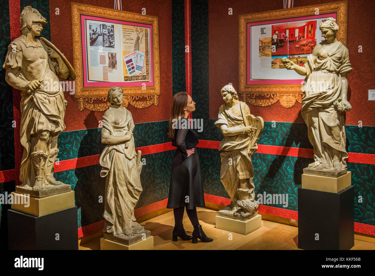 London, UK. 4th Dec, 2017. The West room as re-modelled by interior Designer Ashley Hicks, which includes his own work and classic Roman Sculptures - Christie's Classic Week preview exhibition at Christie's King Street. London, UK 04 Dec 2017. Credit: Guy Bell/Alamy Live News Stock Photo