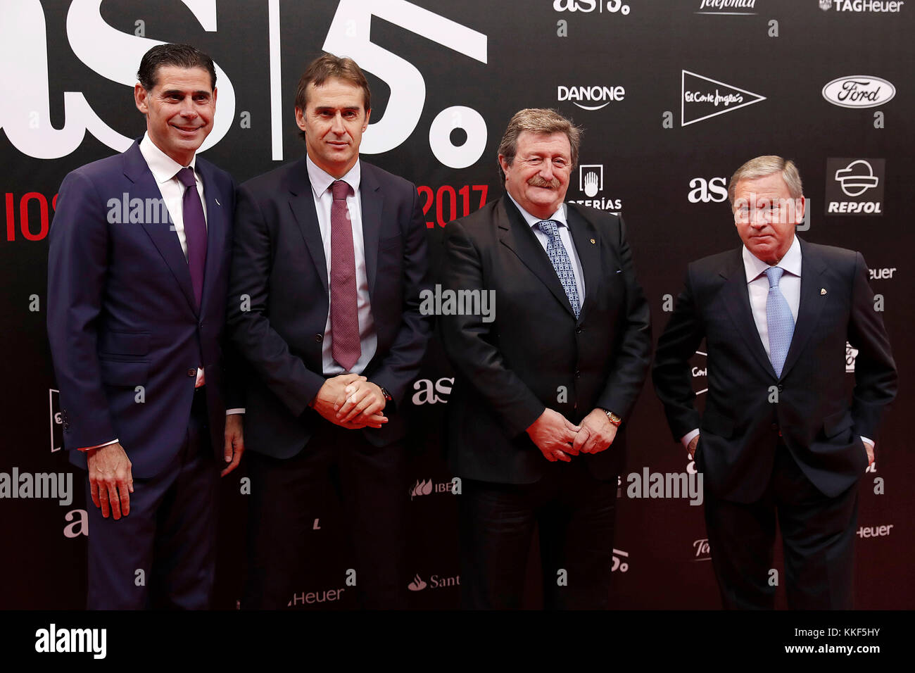Madrid, Spain. 4th Dec, 2017. Fernando Hierro, Julen Lopetegui and Javier Clemente During the AS Sports Awards in its 50th Anniversary in Madrid on Monday 04 December 2017., Credit: Gtres Información más Comuniación on line, S.L./Alamy Live News Stock Photo