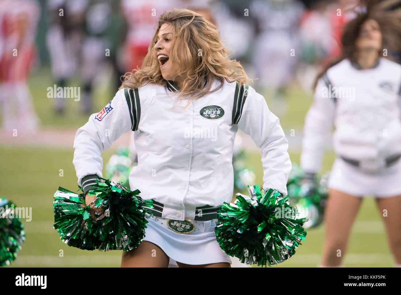 East Rutherford, New Jersey, USA. 3rd Dec, 2017. New York Jets Flight Crew in action during the NFL game between the Kansas City Chiefs and the New York Jets at MetLife Stadium in East Rutherford, New Jersey. The New York Jets won 38-31. Christopher Szagola/CSM/Alamy Live News Stock Photo
