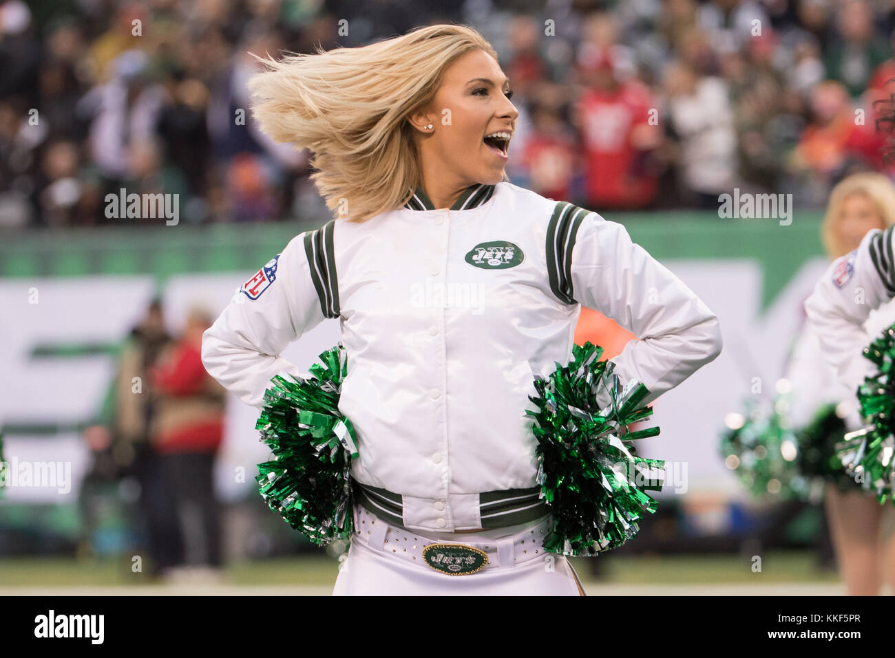 East Rutherford, New Jersey, USA. 3rd Dec, 2017. New York Jets Flight Crew in action during the NFL game between the Kansas City Chiefs and the New York Jets at MetLife Stadium in East Rutherford, New Jersey. The New York Jets won 38-31. Christopher Szagola/CSM/Alamy Live News Stock Photo