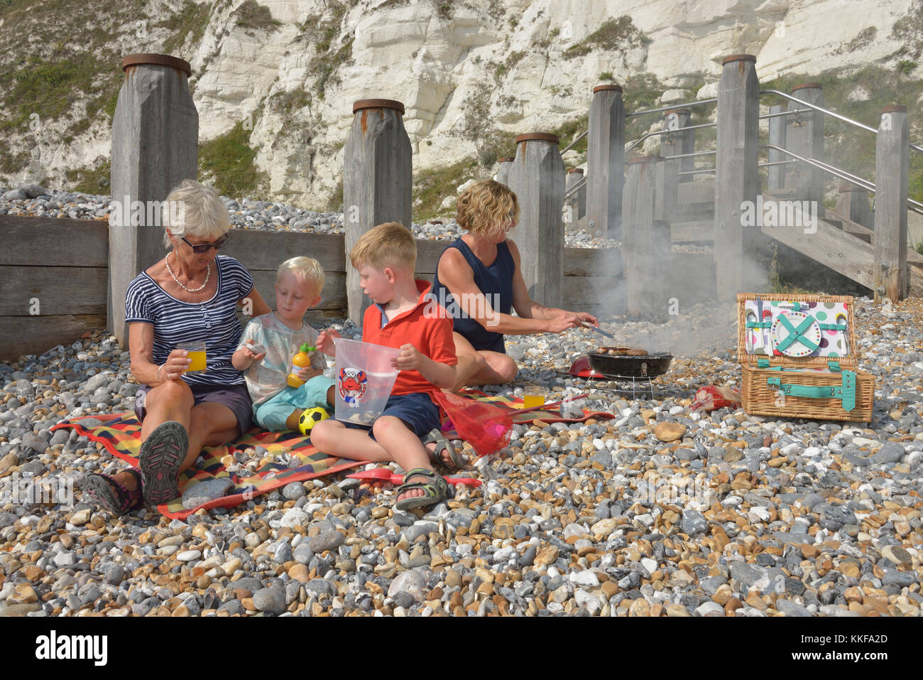 Beach barbecue, at Holywell Retreat Beach, Eastbourne, East Sussex