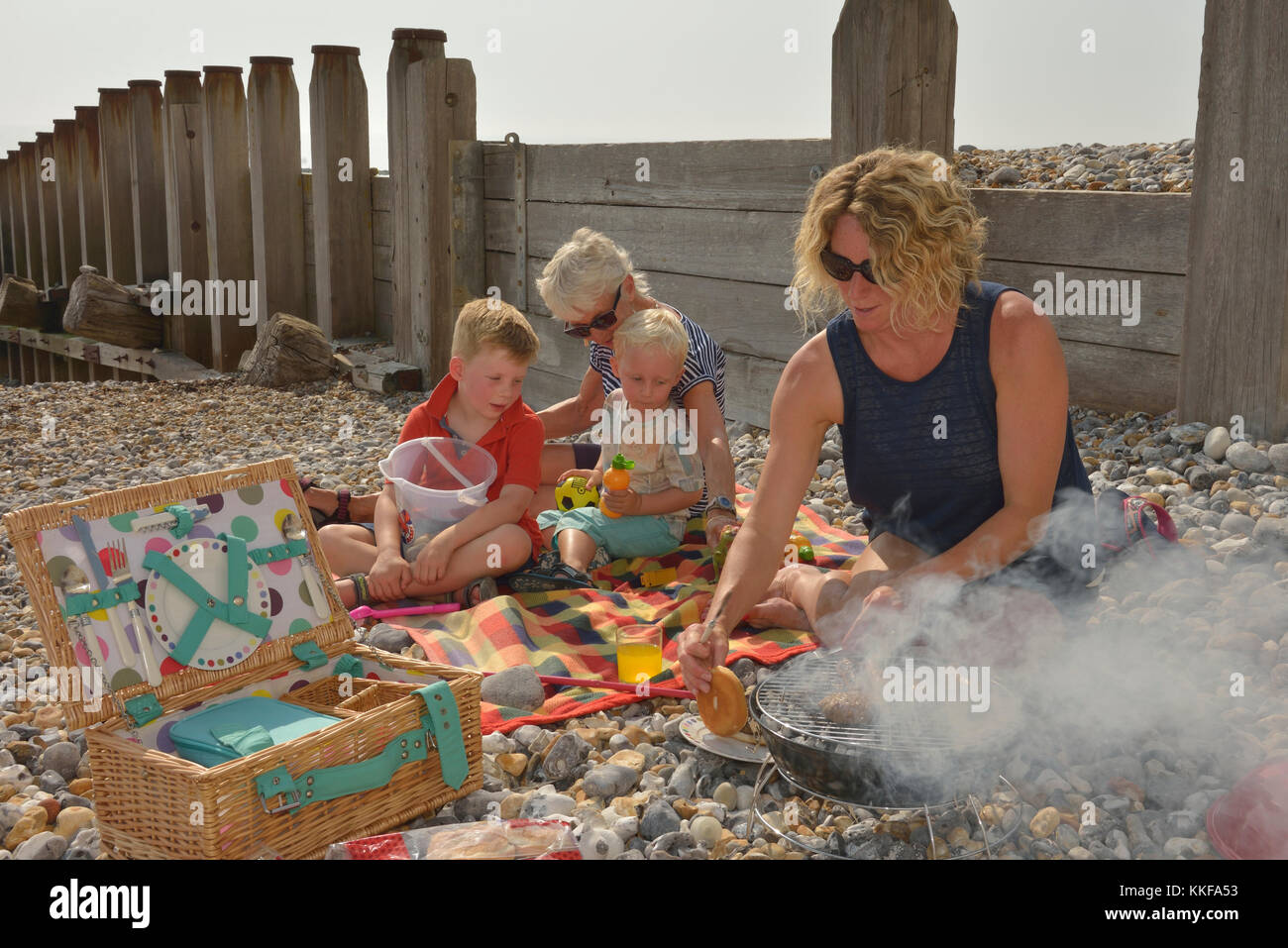 Beach barbecue, at Holywell Retreat Beach, Eastbourne, East Sussex
