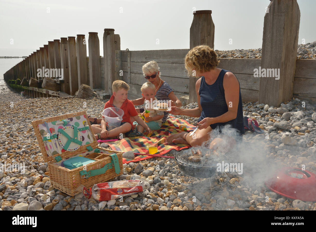 Beach barbecue, at Holywell Retreat Beach, Eastbourne, East Sussex