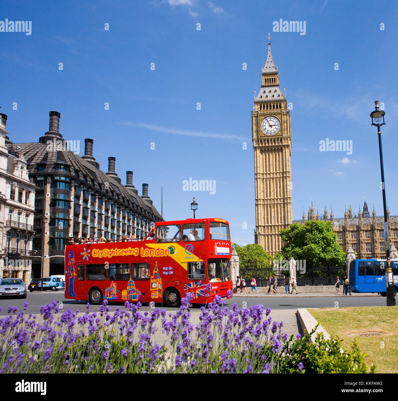 Houses of Parliament and Tower of Big Ben in Westminster London. Stock Photo