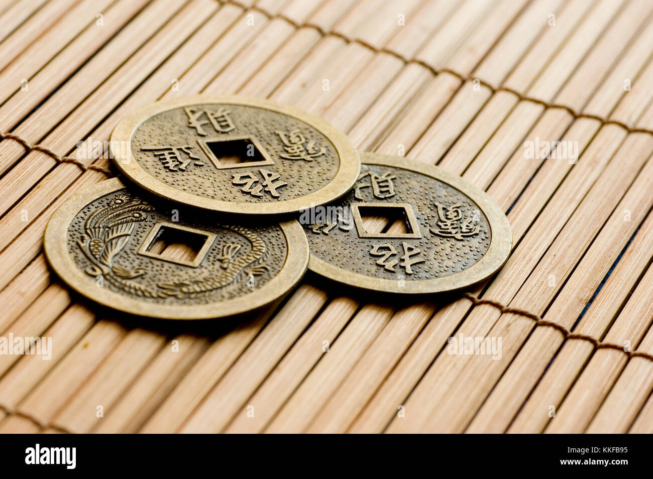 Chinese I-ching coins for divination Stock Photo