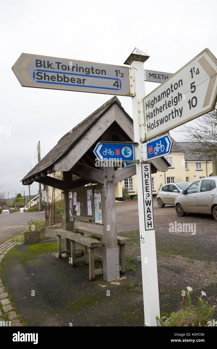 Road sign in Sheepwash Devon Stock Photo