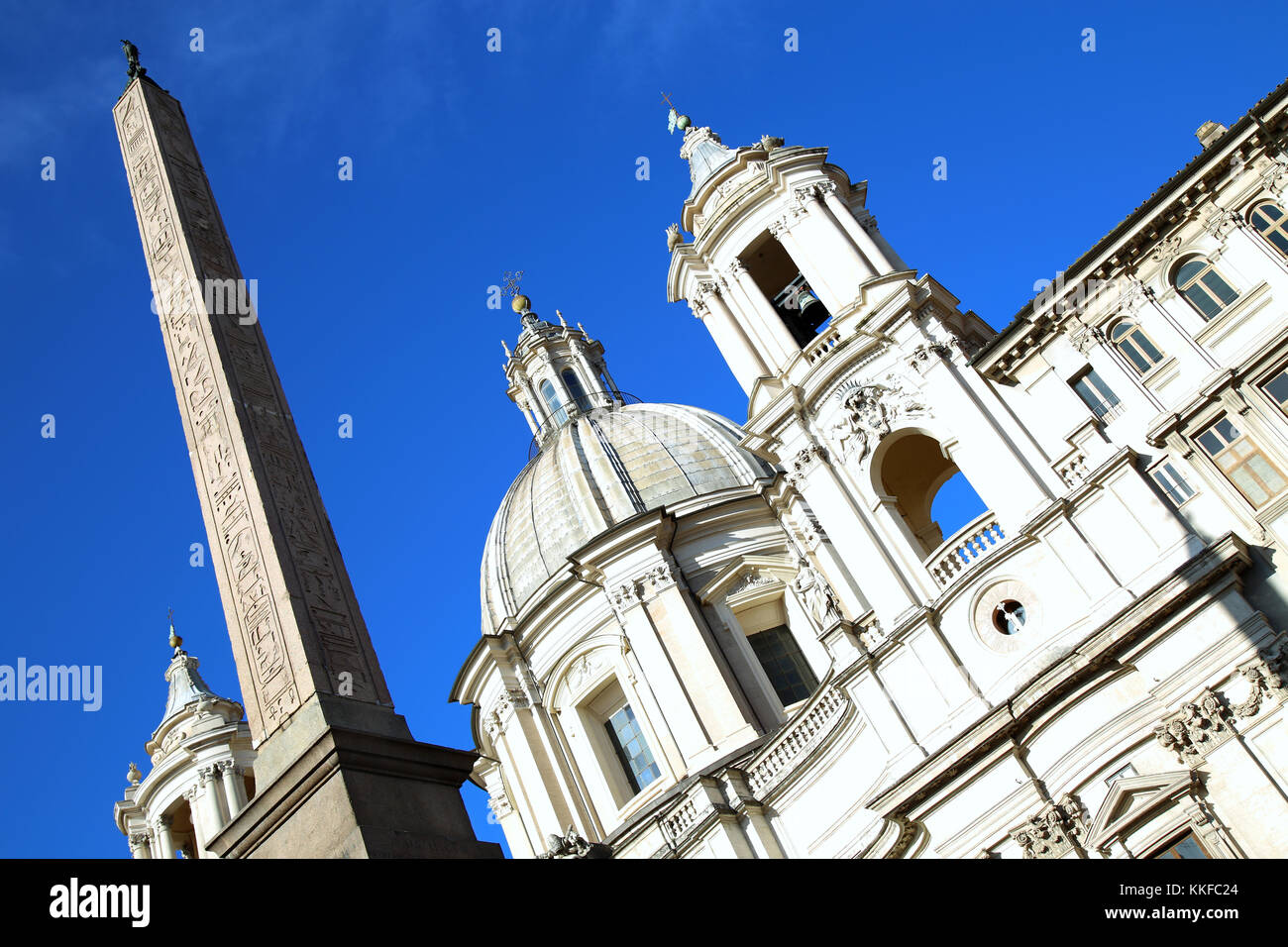 Saint Agnese in Agone with Egypts obelisk in Piazza Navona, Rome, Italy