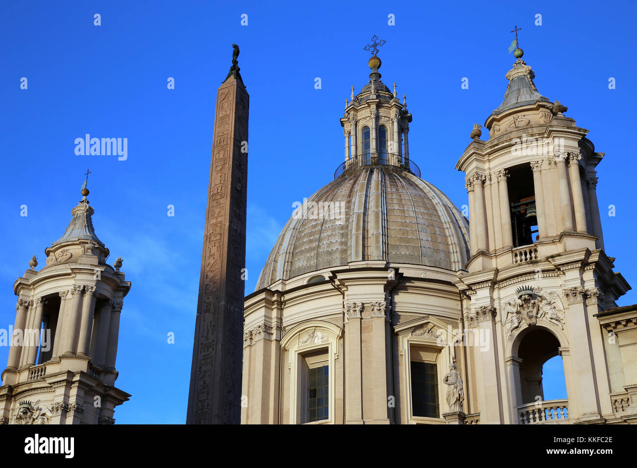 Saint Agnese in Agone with Egypts obelisk in Piazza Navona, Rome, Italy